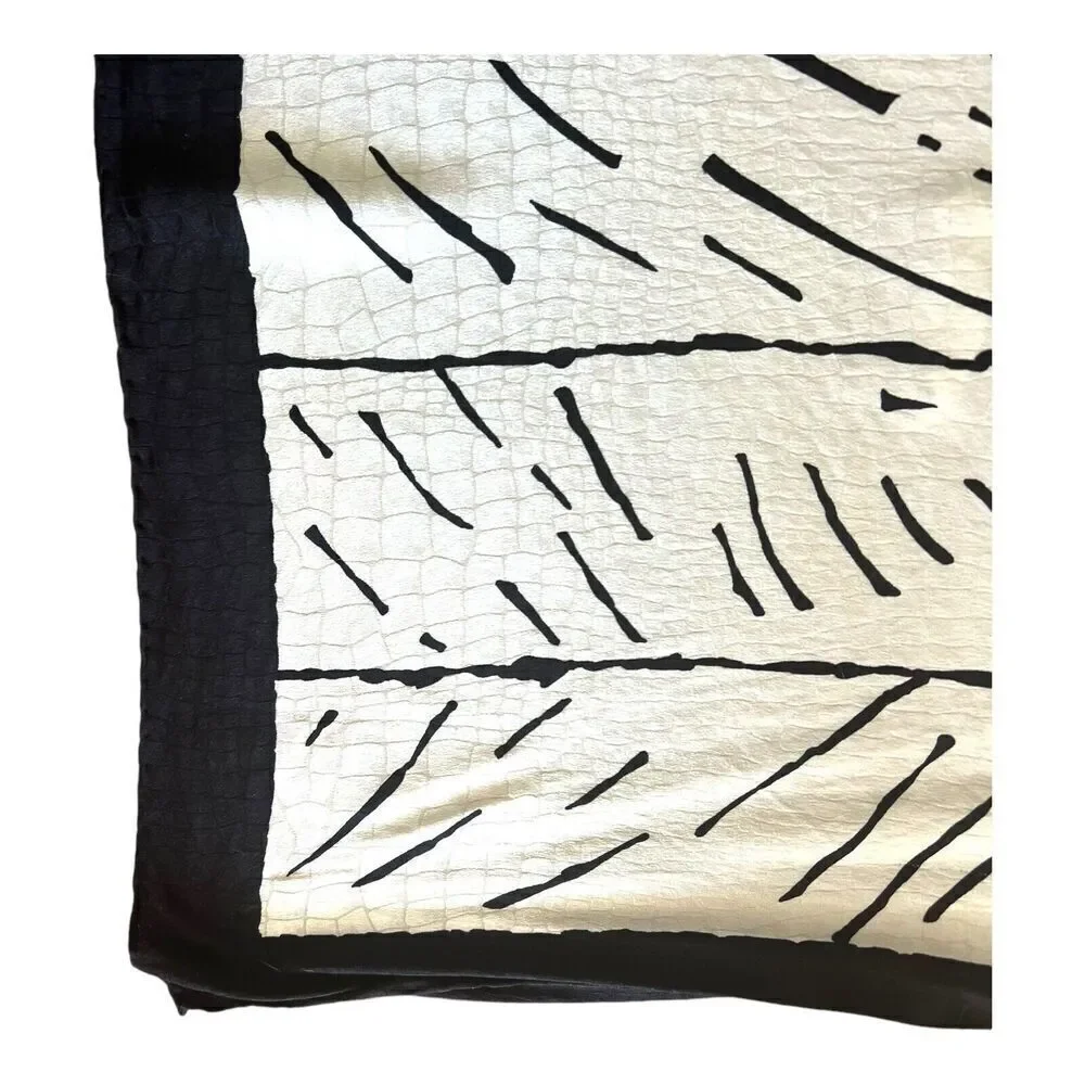 Andre Laug Vintage Silk Scarf Black White Abstract Designer